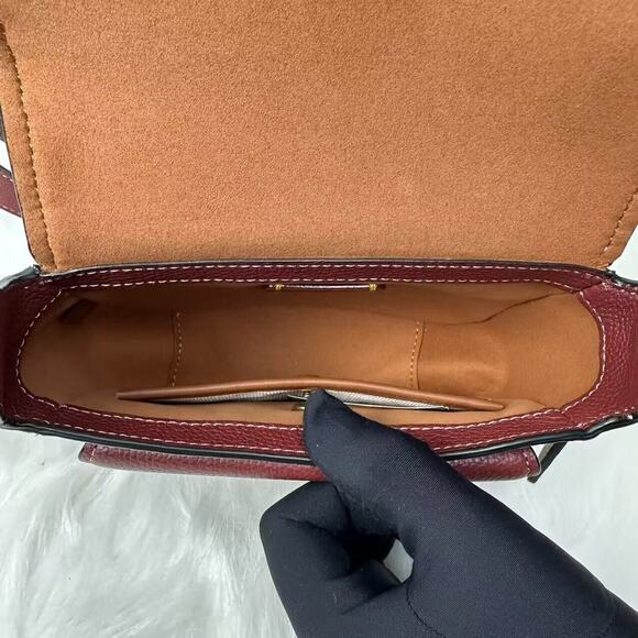 Coach Tabby Messenger 19 With Braid Crossbody In Brass/Wine Leather NWT CJ837 - Picture 9 of 10